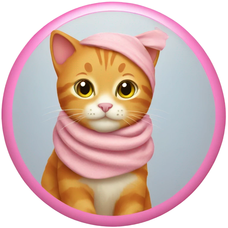 Cute ginger cat wearing pink scarf emoji