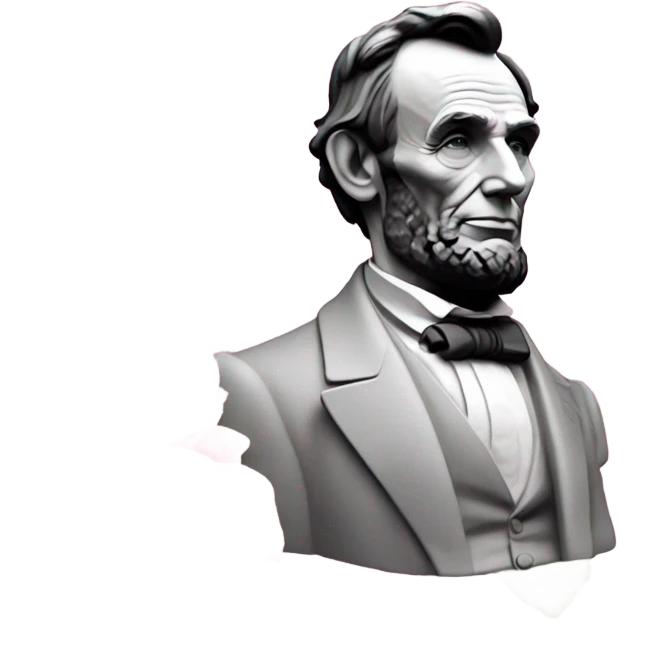 Pink ombre statue of Abraham Lincoln with roses and flowers emoji