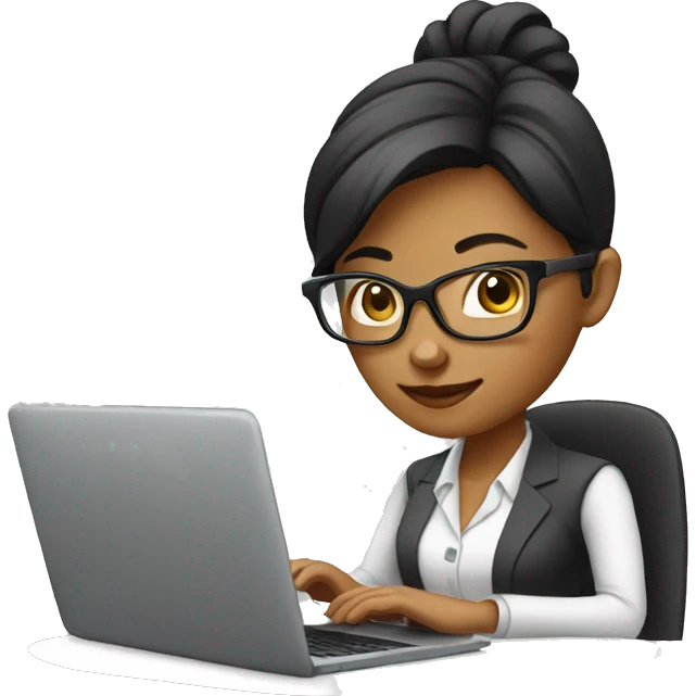 Business woman typing on a laptop  emoji