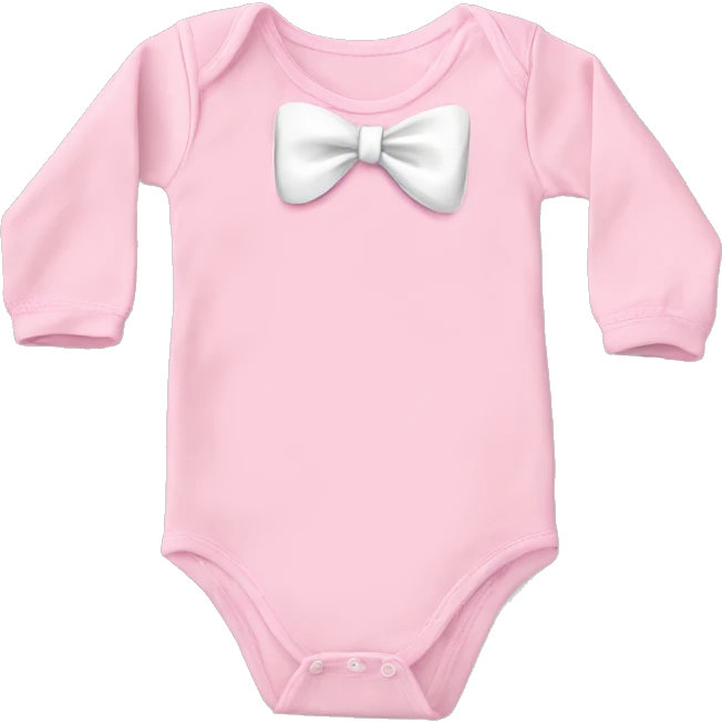 Pink baby bodysuit long sleeve and white bow emoji