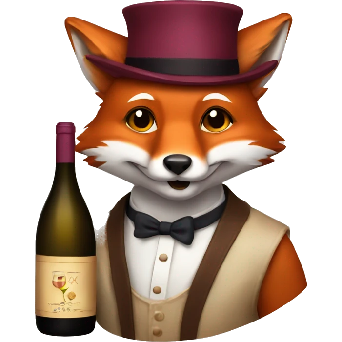 Fox with wine emoji