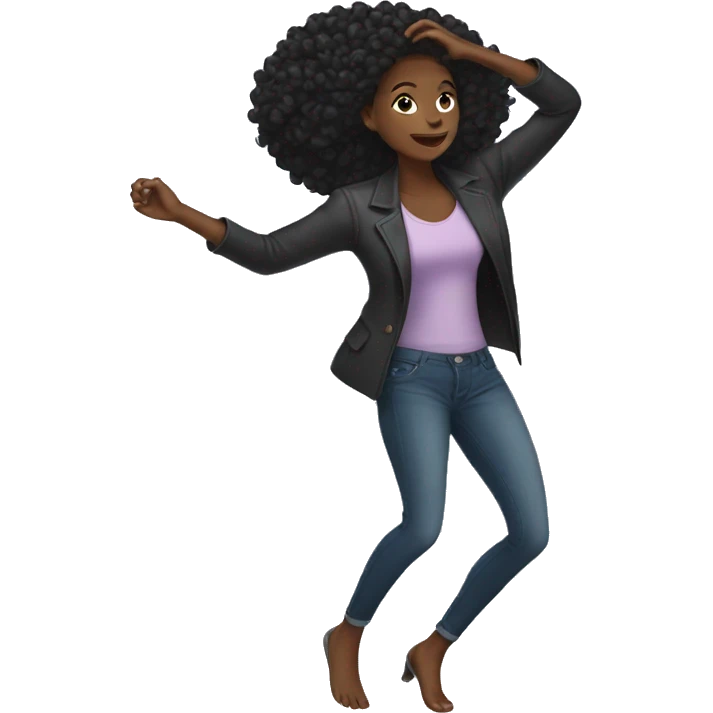Black woman confidently doing a hair flip emoji