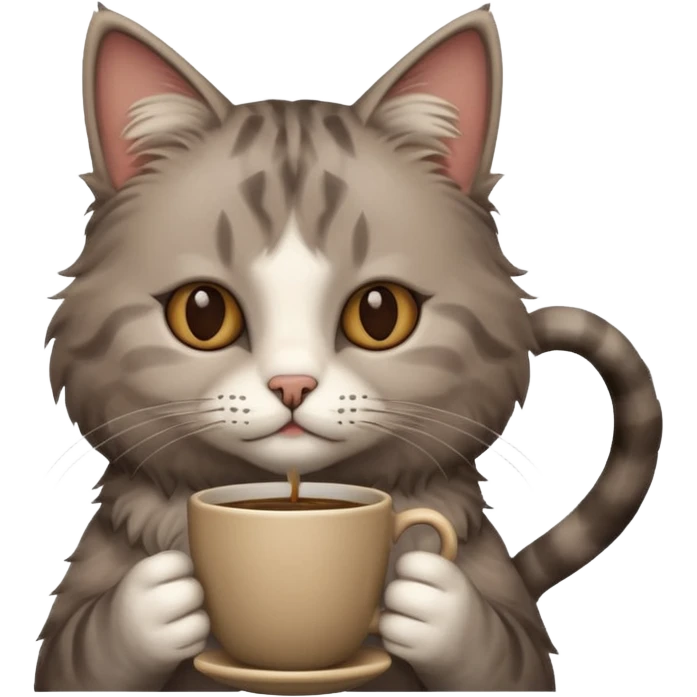 Cat with a cup of coffee emoji