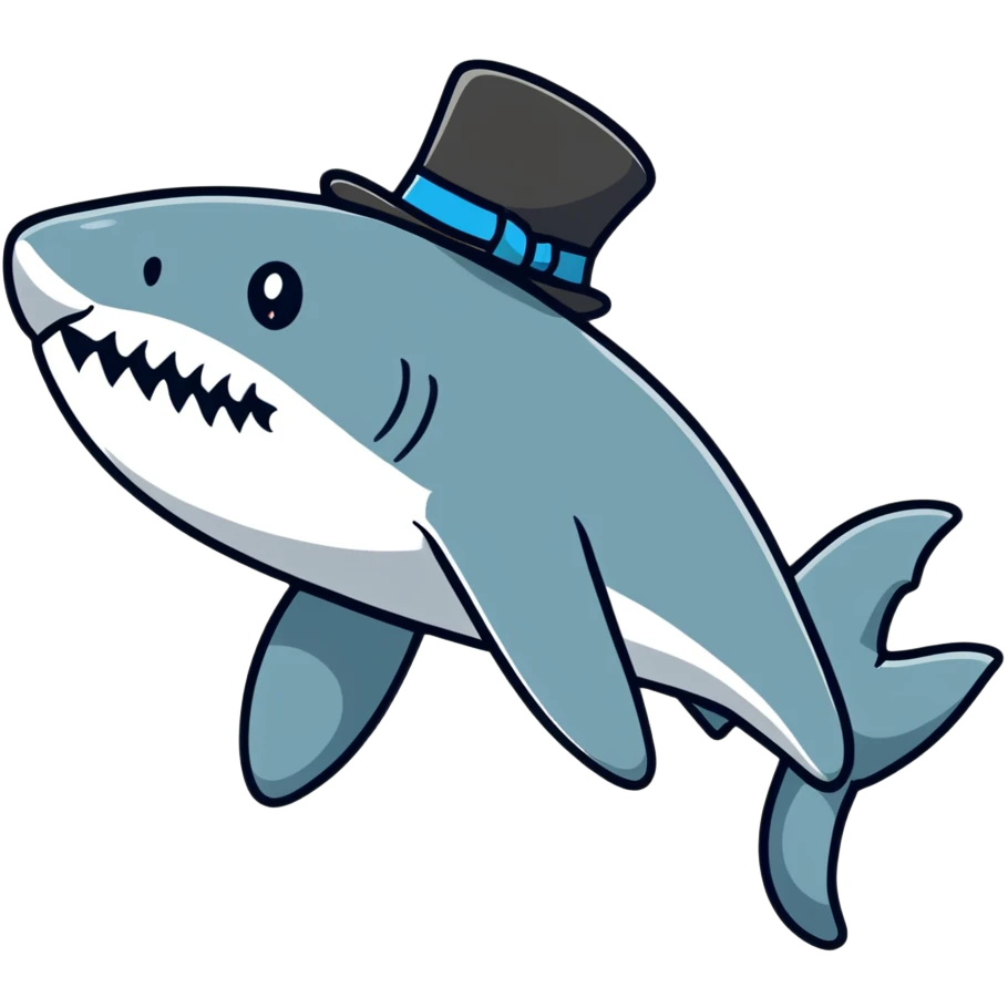 Shark with a top hat emoji