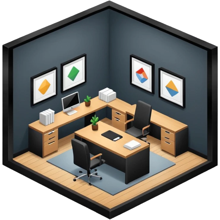 an office for ceo of comany in an isometric style emoji