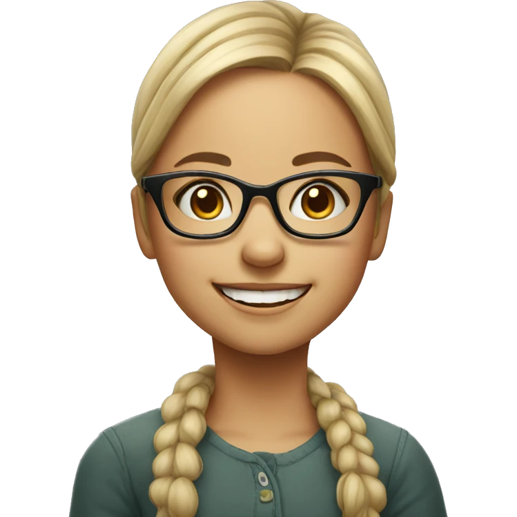 smiling girl with glasses portrait emoji