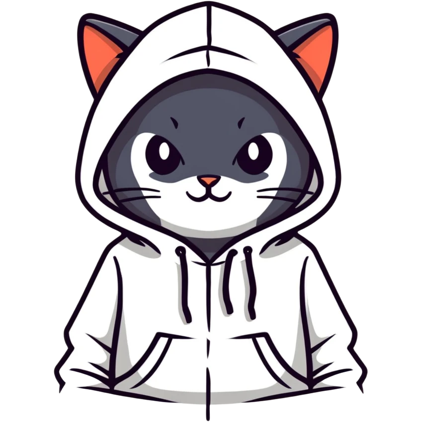 Black cat wearing in hoodie  emoji