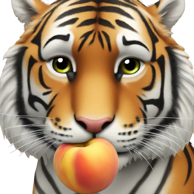 Tiger eating a  peach emoji