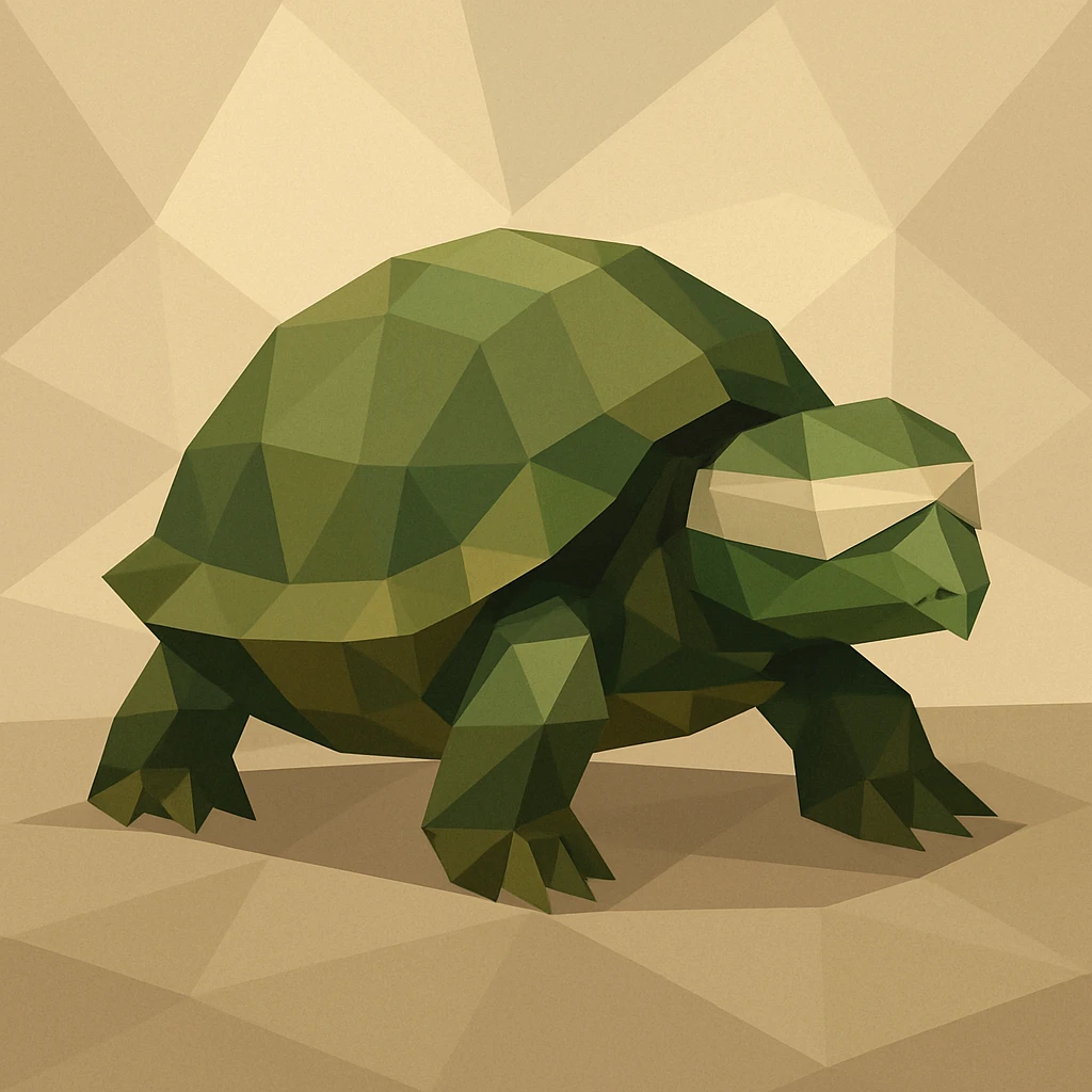 blind turtle, polygonal low-poly style, creative and unique artistic interpretation emoji