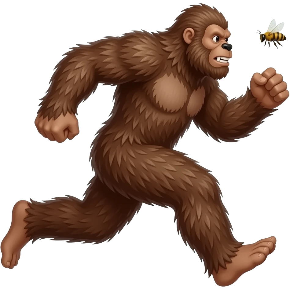 sasquatch being chased by bees emoji