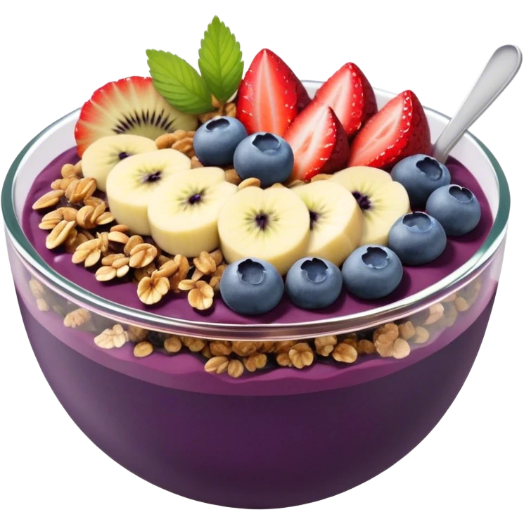 Açaí bowl with granola and fruit toppings  emoji