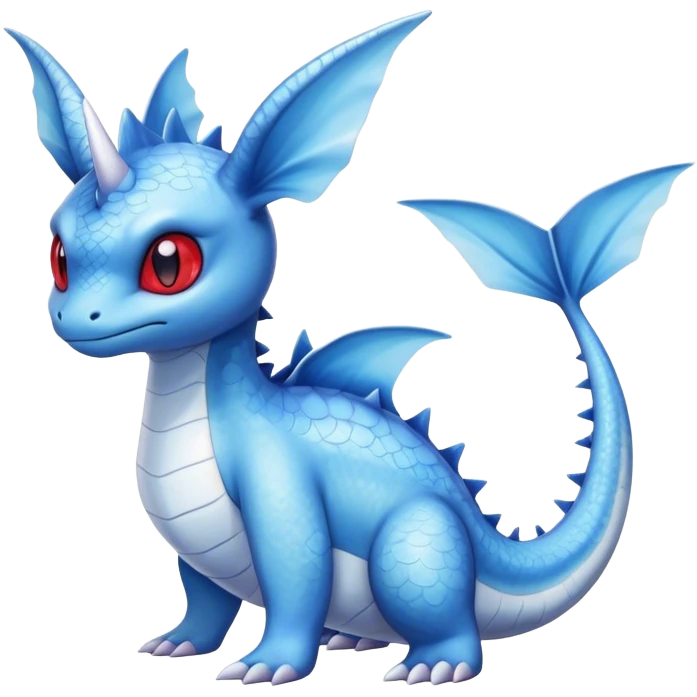 cool cute adorable Lapras-Vaporeon-creature-hybrid full body, four legs, red eyes,  emoji