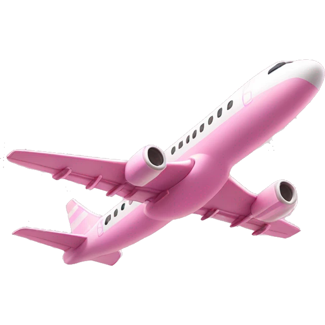 Pastel Pink Airplane "A pastel pink airplane with shimmering wings, glowing engines, and sparkles trailing behind as it soars through a dreamy pink sky." emoji