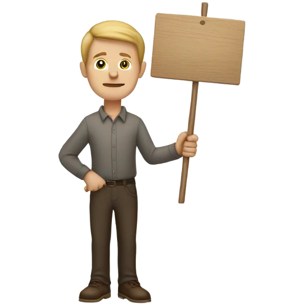 white man holding placard on stick emoji