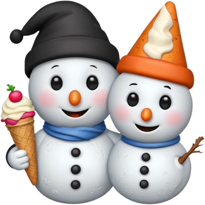 snowmen wearing cap with ice cream emoji