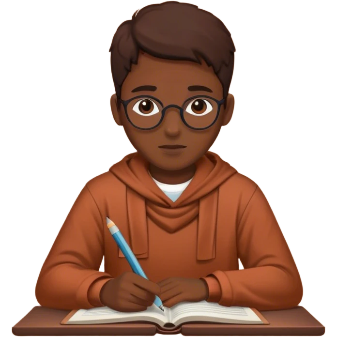 Studying aesthetic in dark terracotta color without face  emoji