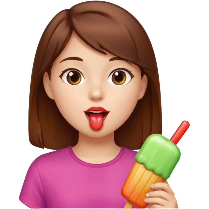 Brown hair Girl licks popsicle  emoji