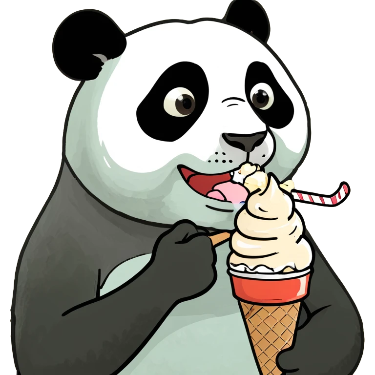 Panda eating ice cream emoji