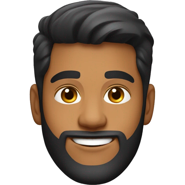 Young fratty college-aged guy with a warm light punjabi skin tone, thick cool dark hair with fade on the sides, neatly trimmed beard, and an oval-shaped face. emoji
