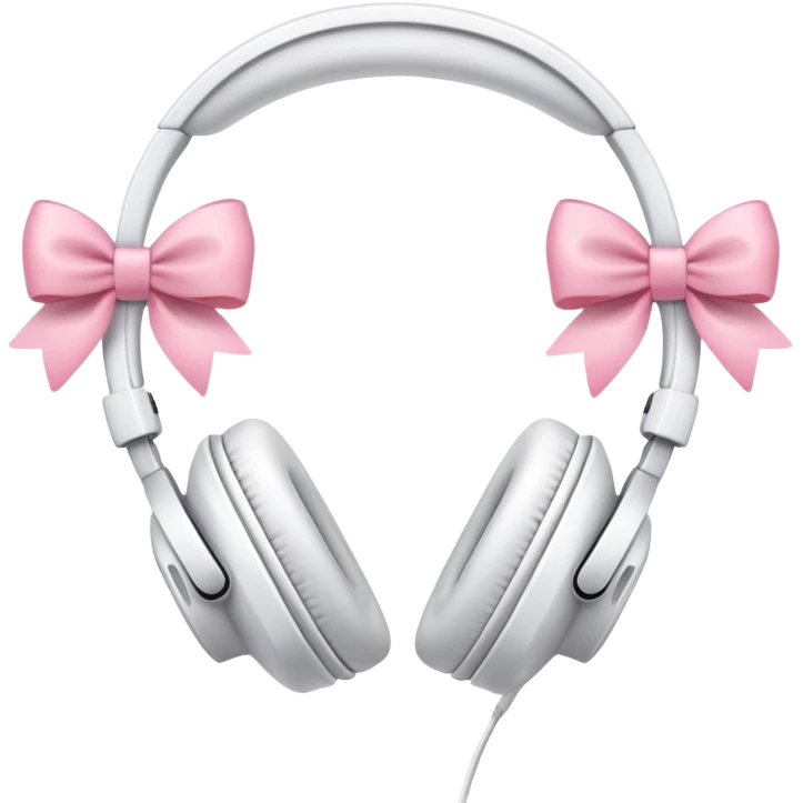 White headphones with pink bow emoji