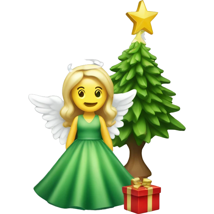 Green Christmas tree with Angel topper emoji