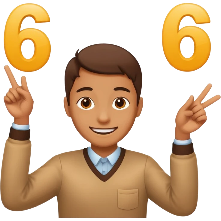 Holding up 6 and 7 emoji