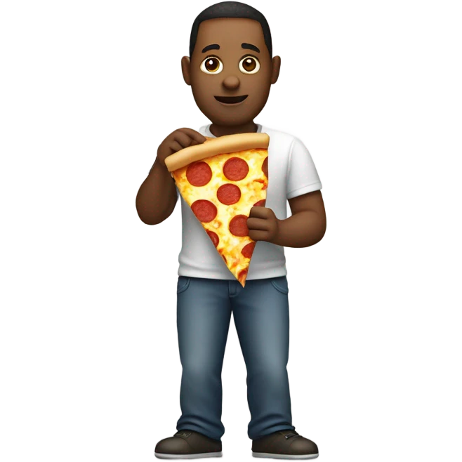 Hungry man eating pizza emoji