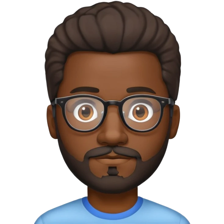 Un homme noir avec des lunettes et une petite moustache et peu de barbes avec un style de cheveux Sisco  emoji