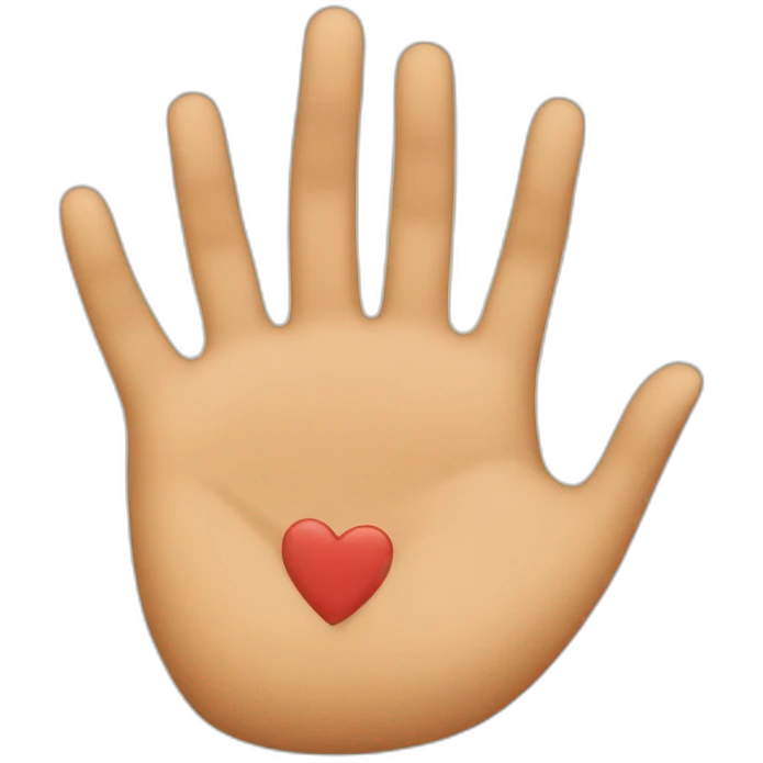 Tan hands with a heart emoji