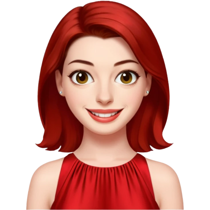 Anne Hathaway in red dress, hot emoji