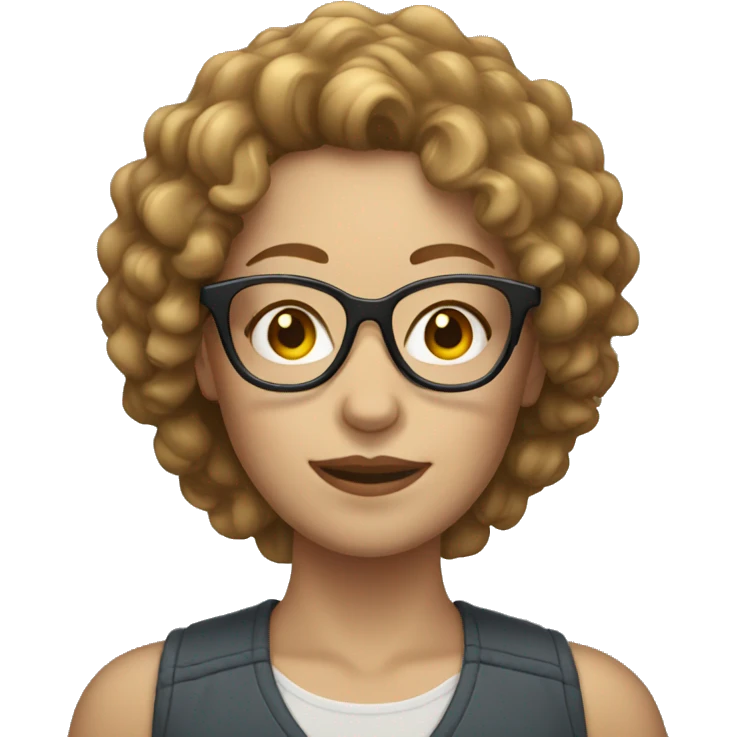 white woman with glasses and light brown curly hair emoji