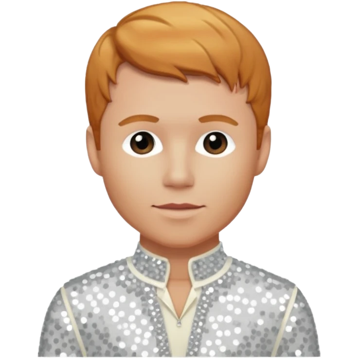 Brian Littrell from Backstreet Boys with reddish blonde hair, ivory sequin outfit emoji