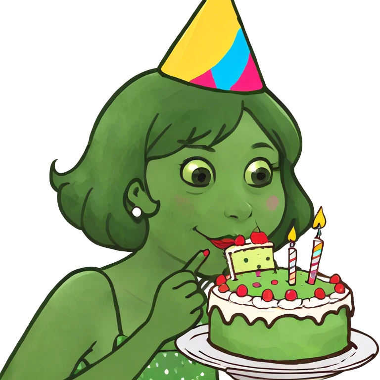 Girl eating cake emoji