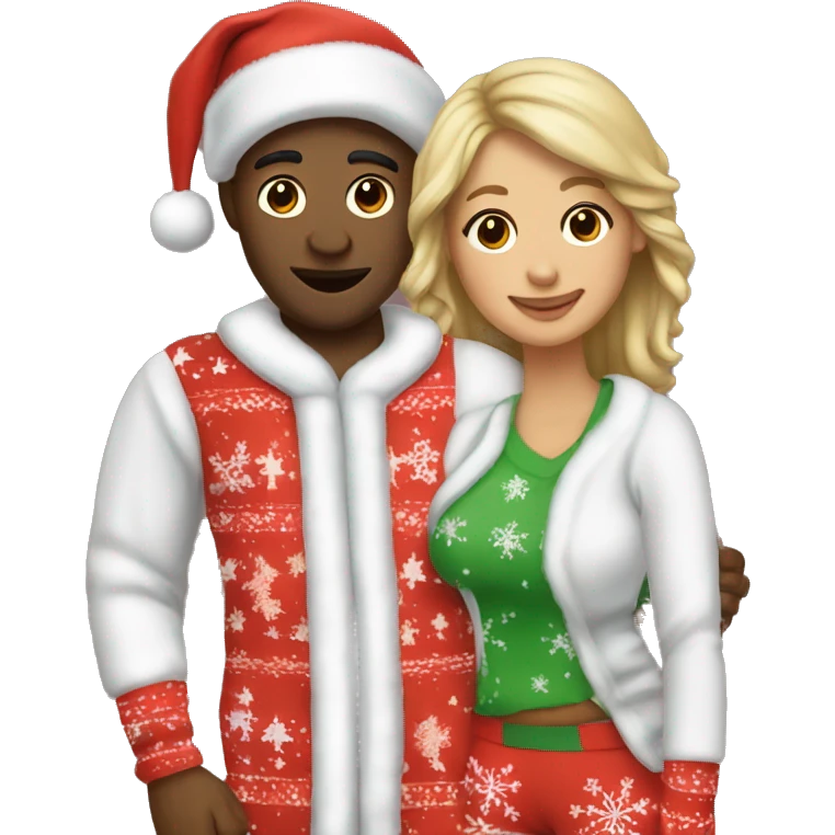 couple in match christmas pjs emoji
