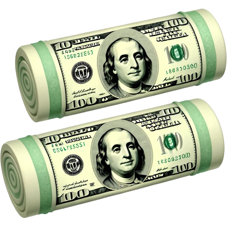 100$ Bill rolled to sniffing cokaine emoji