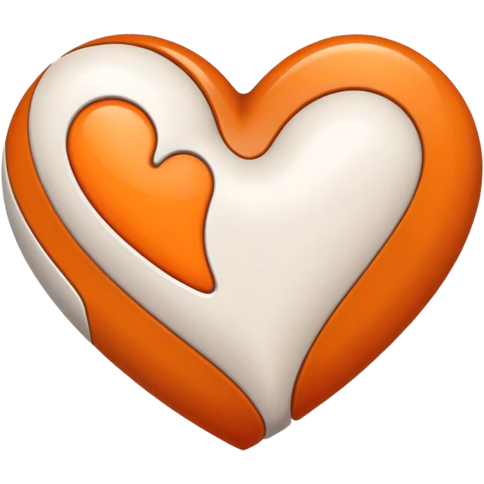 White, orange and brown heart emoji