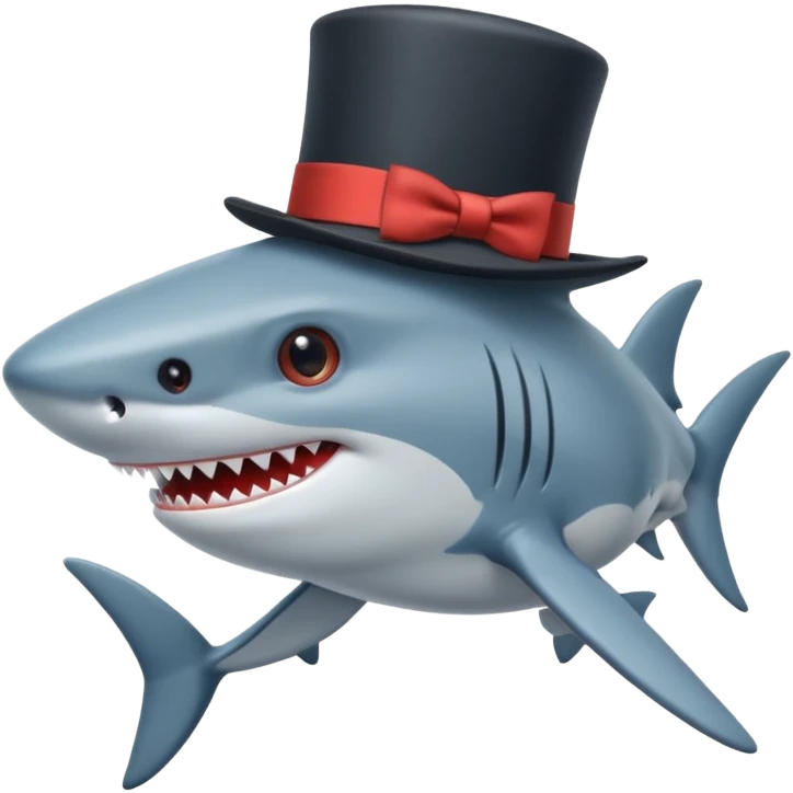 Shark with a top hat emoji
