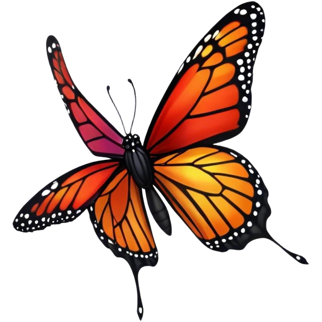 edgy black and red iridescent rainbow transparent monarch butterfly emoji