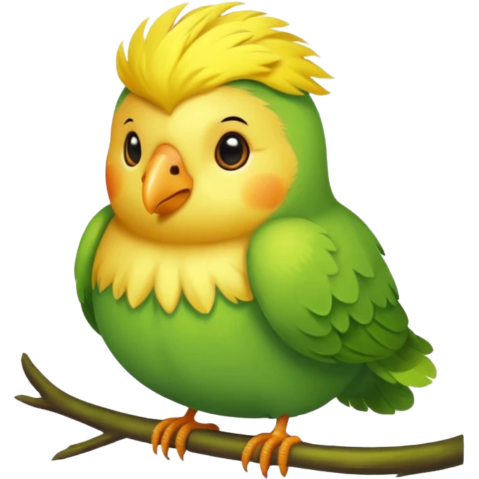 A love bird with color green and his head yellow emoji