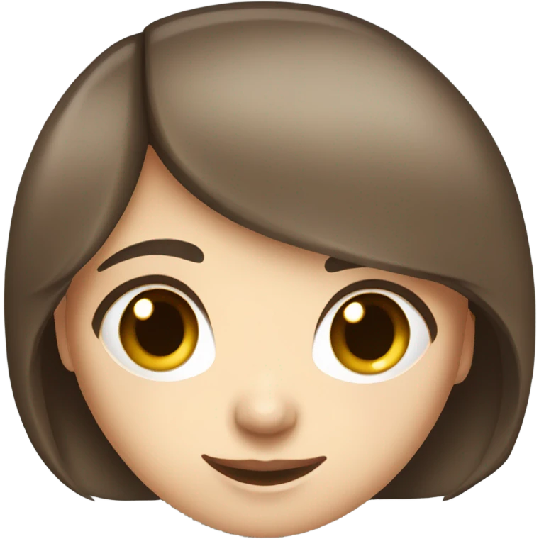 dark-mid brown 1c hair brown eye girl one dimple pale skin emoji