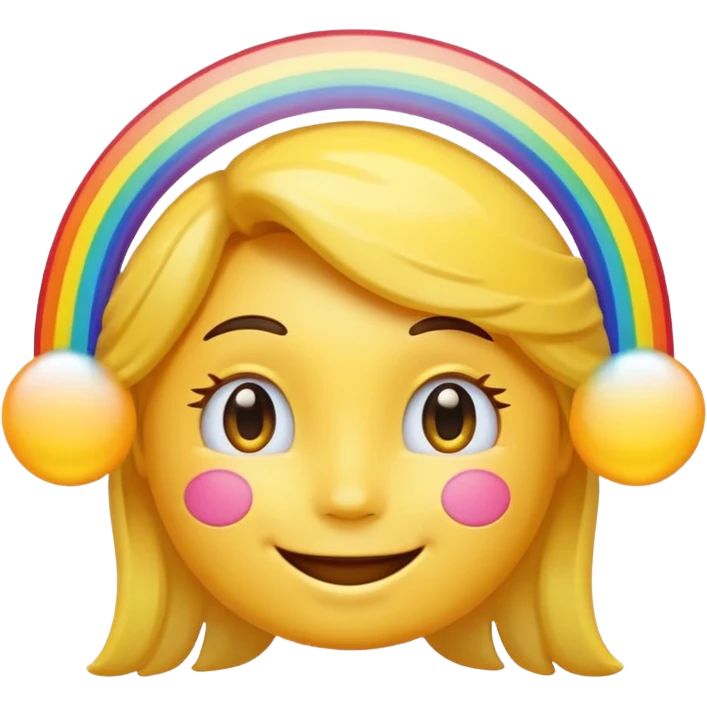 A smiling emoji with a rainbow-colored halo above its head emoji