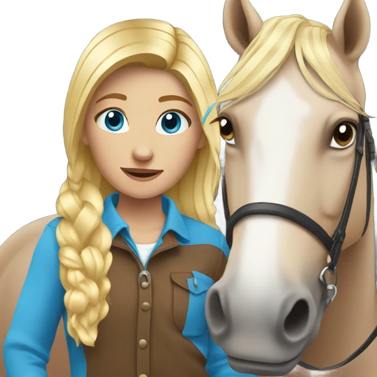 Blonde with blue eyes girl with horse  emoji