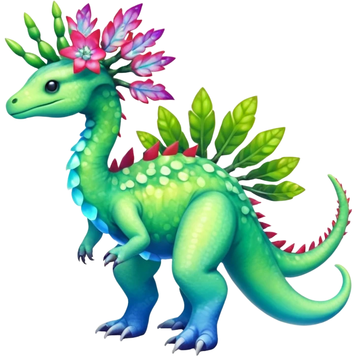 Shiny Exotic Iridescent Nebulae Meganium-Amaura-Aurorus-Fakémon-hybrid-creature (full body)  emoji