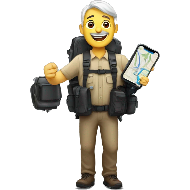 A German with a Garmin GPS in his hands (happy) emoji