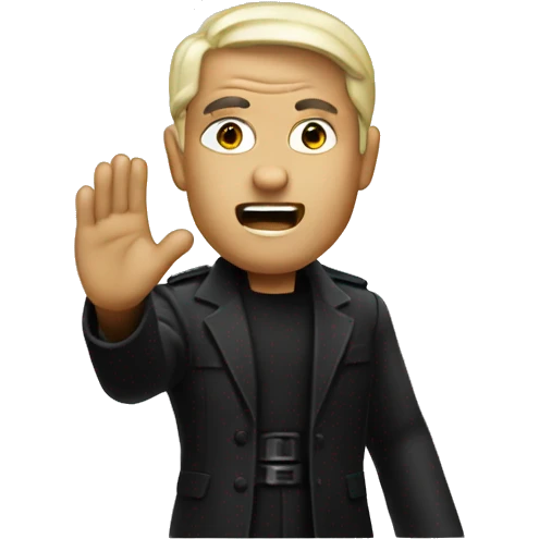 Neo from matrix waving with a serious face emoji