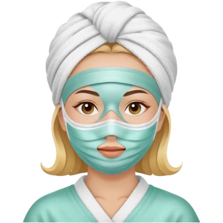 Lady with face mask spa beauty full face relaxing emoji
