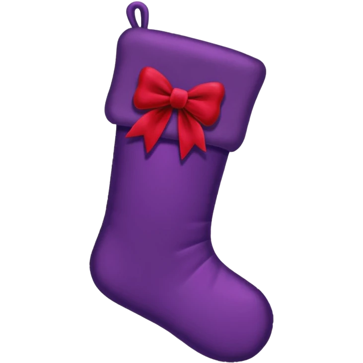 Dark purple Christmas stocking with bow emoji