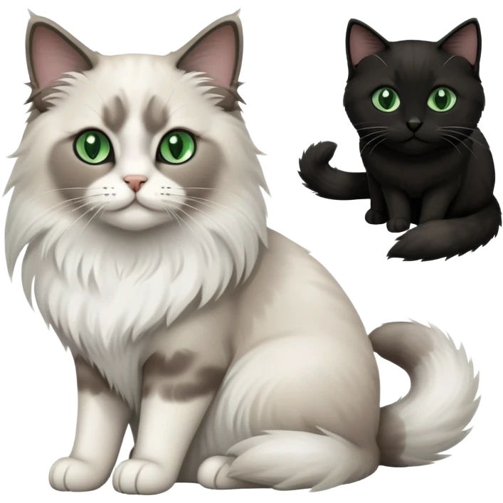 One ragdoll cat and one black cat emoji