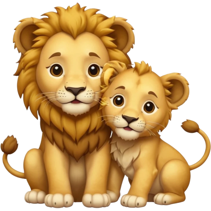 lion with a  cub playing gif emoji