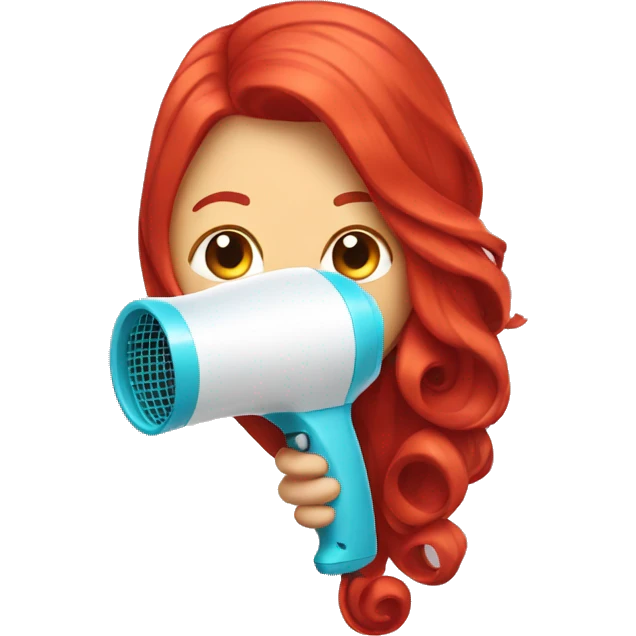red hair dryer in hand emoji